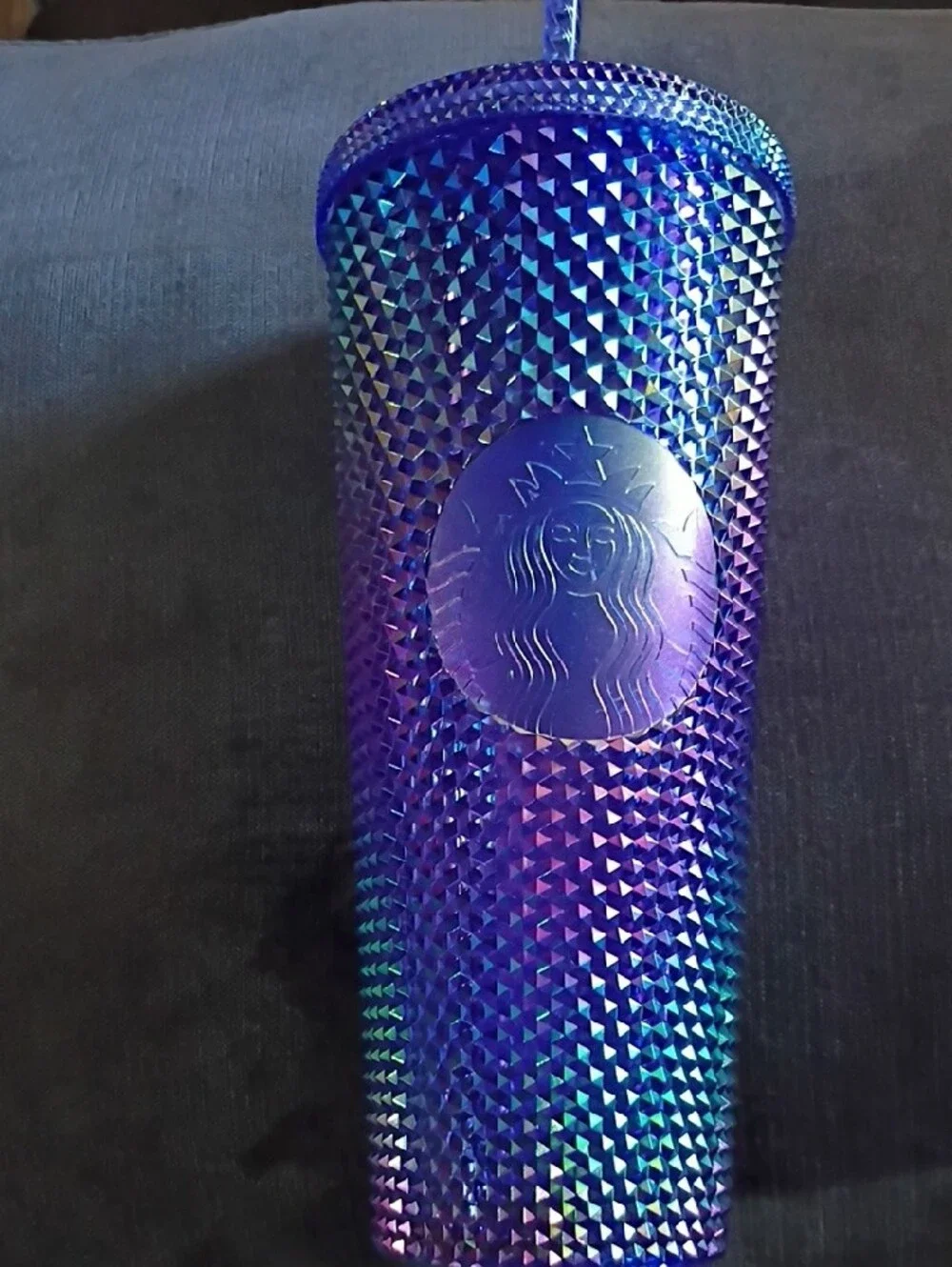 Disney Purple Iridescent Studded Tumbler with Straw Please Read Description